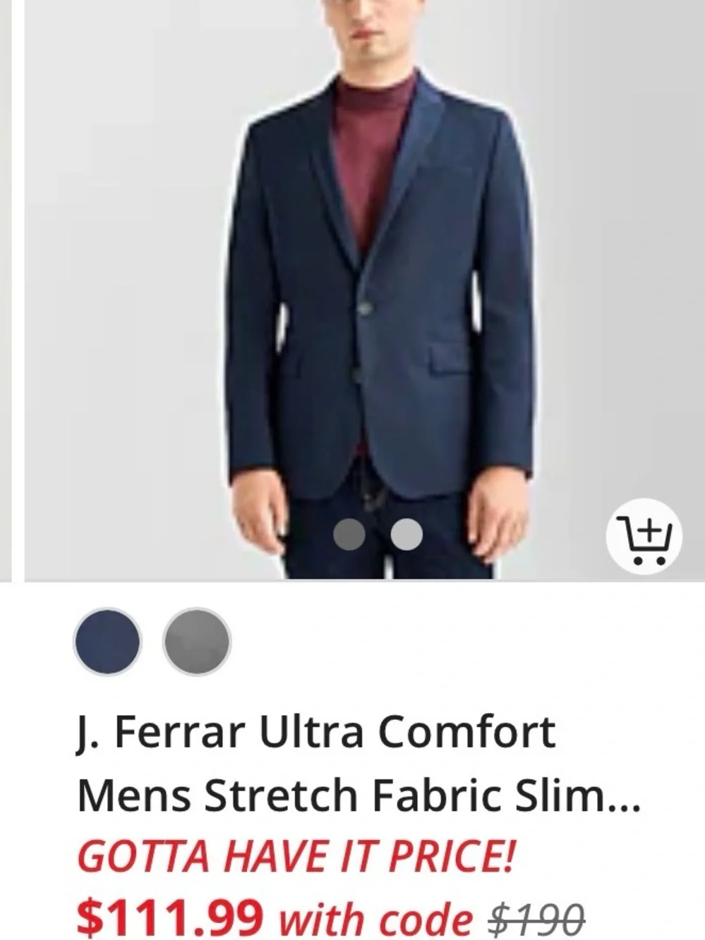 jf j.ferrar Men's Navy Two-Button Sport Coat